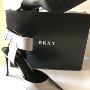 100% Genuine leather DKNY Silver/Pewter Heels
